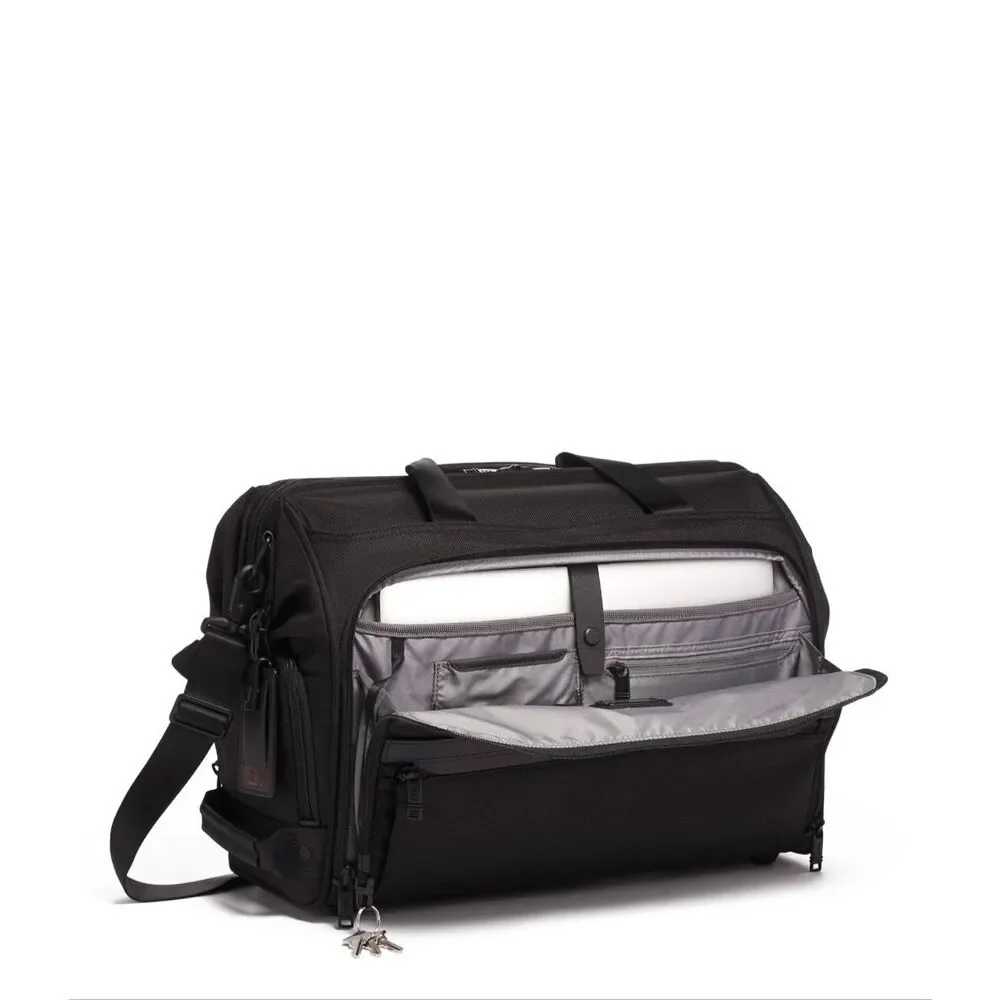 TUMI $550 Framed Soft Duffel Travel Bag Black Carry On Weekender NEW